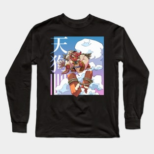 Japanese Art Style Yokai Tengu Long Sleeve T-Shirt